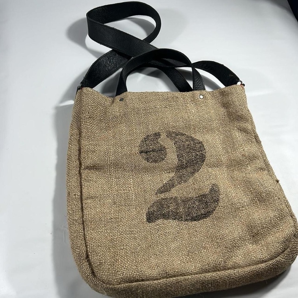 π FEED Kenya Africa Bag | Beaded Burlap Reversible Tote | WFP Artisan Crossbody - Picture 3 of 9